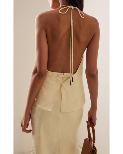 Significant Other Natural Draped Halter Top