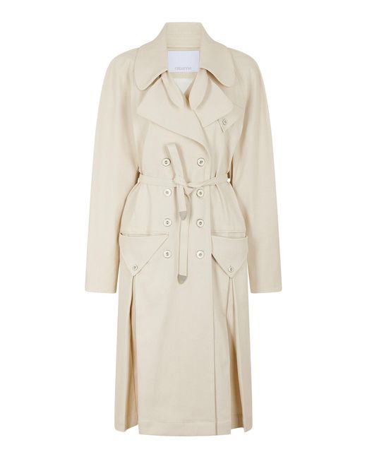 Rabanne Natural Cotton-Blend Trench Coat
