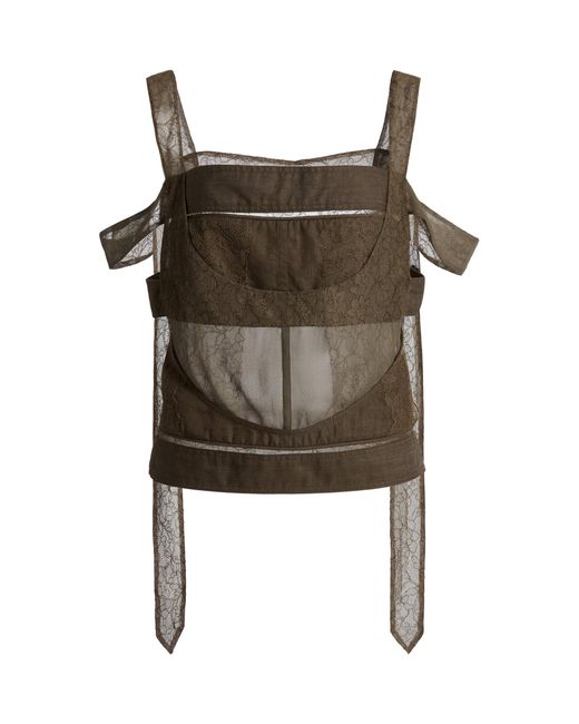 Christopher Esber Brown Cleo Utility Cotton-Silk Suspended Top