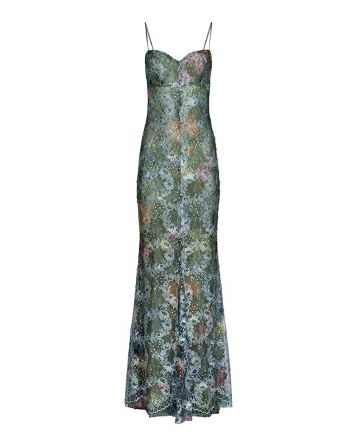 Francesca Miranda Green Bruma Lace Midi Dress