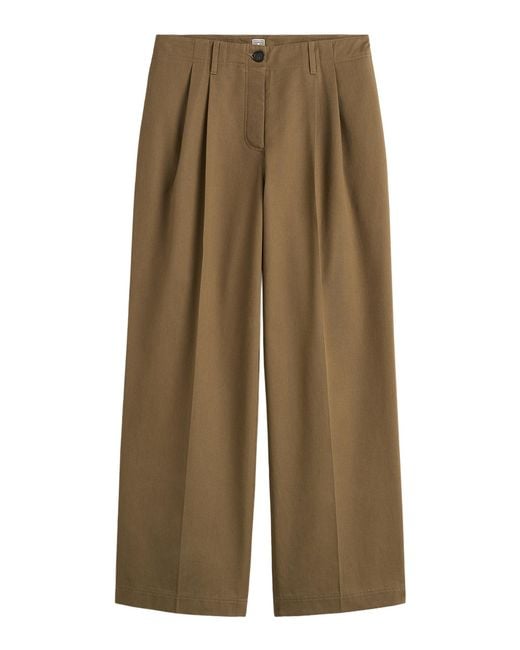 Totême Natural Pleated Cotton Twill Wide-Leg Pants