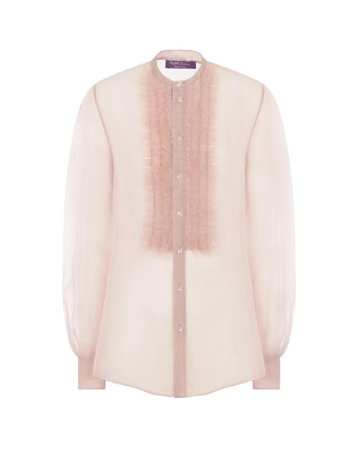 Ralph Lauren Pink Kaydon Ruffled Silk Chiffon Shirt