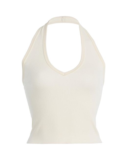 ÉTERNE White Cotton-Blend Halter Top