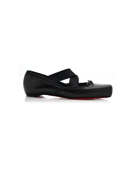 Christian Louboutin Black Cassiasticina Leather Ballet Flats