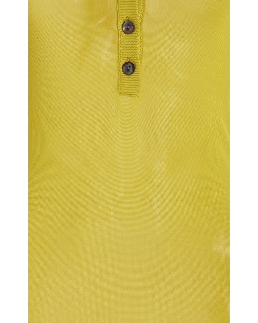 Brandon Maxwell Yellow The Catherine Knit Midi Henley Dress