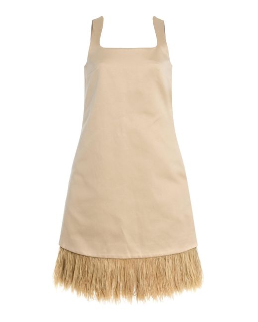 By Malene Birger Natural Elva Feather-Trimmed Mini Dress