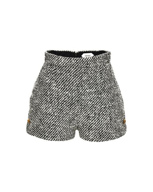 Versace Gray Wool Boucle Mini Shorts