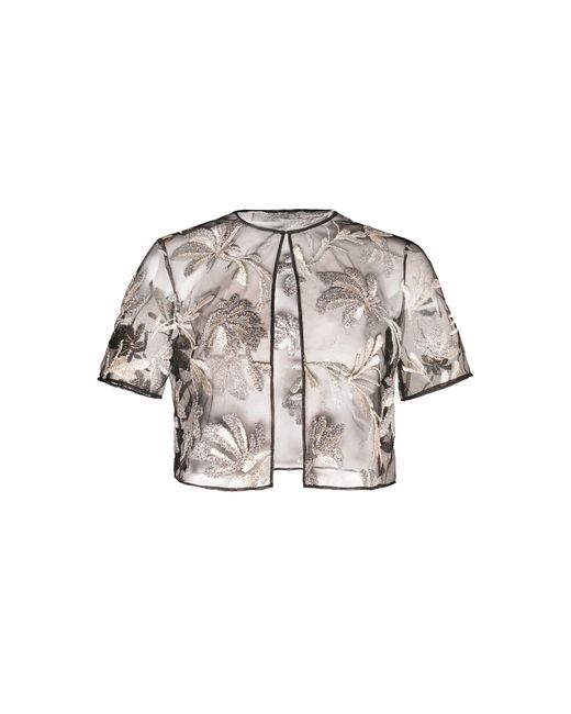 Naeem Khan Black Metallic Floral Raffia Bolero