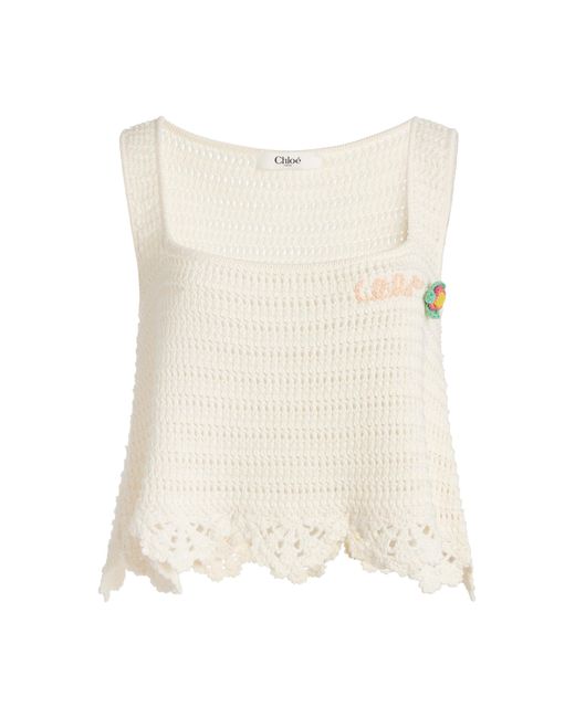 Chloé White Crocheted Organic Cotton Tank Top