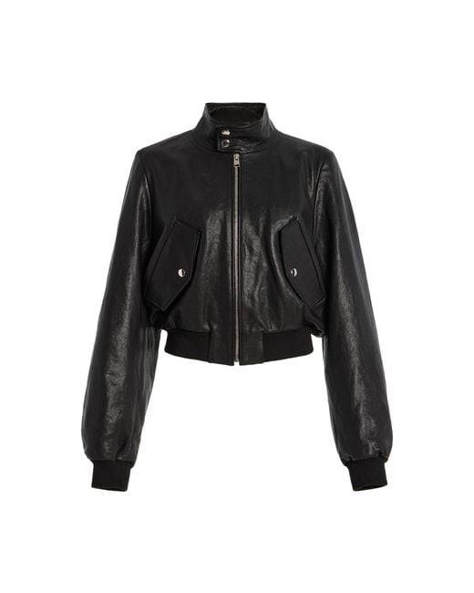 FRAME Black Harrington Leather Bomber Jacket