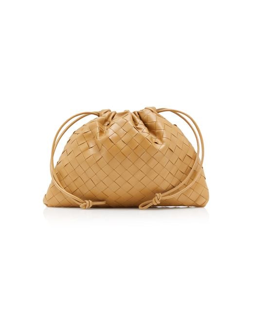 Bottega Veneta Natural Medium Drawstring Intrecciato Leather Clutch