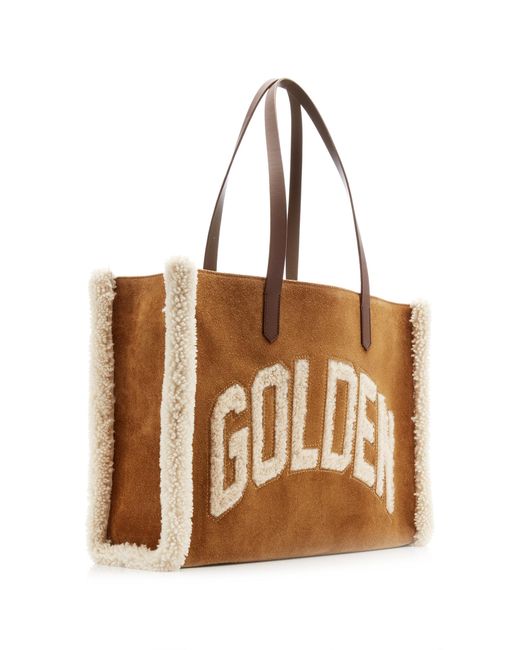 Golden Goose Deluxe Brand Brown California Shearling-trimmed Suede Tote