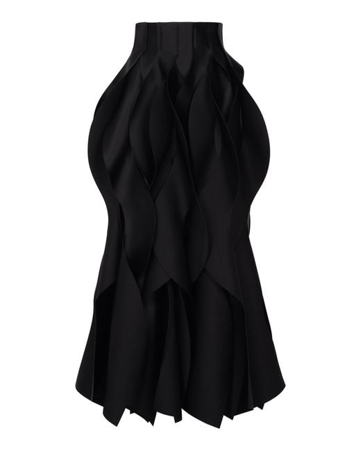 A.W.A.K.E. MODE Black High-Waisted Sculptural Satin Maxi Skirt
