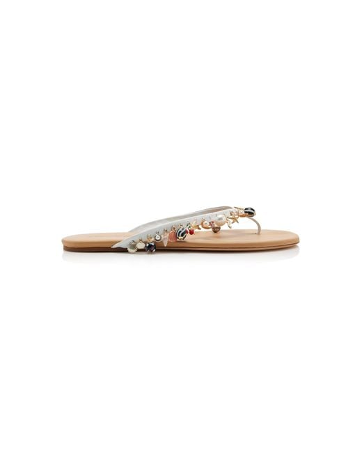 Christopher Esber White Memento Leather Flip Flop Sandals