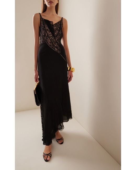Givenchy Black Lace-trimmed Silk Maxi Dress