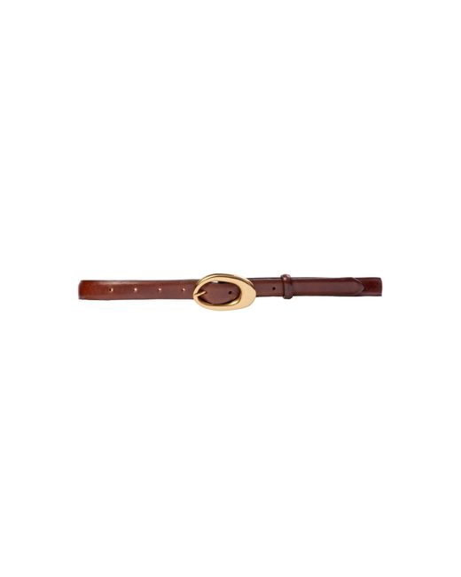 Black Suede Studio White Oval Leather Belt