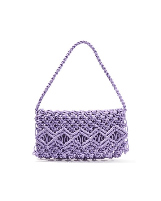 Carolina Herrera Purple Sol Macrame Shoulder Bag