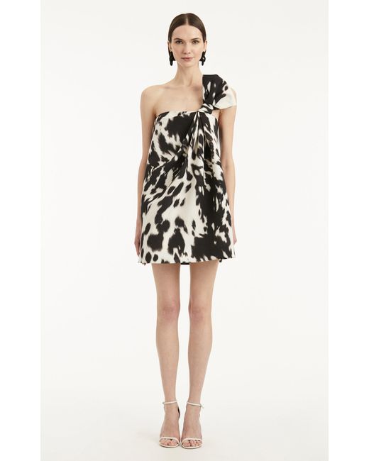 Oscar de la Renta Black Asymmetric Crepe Mini Dress