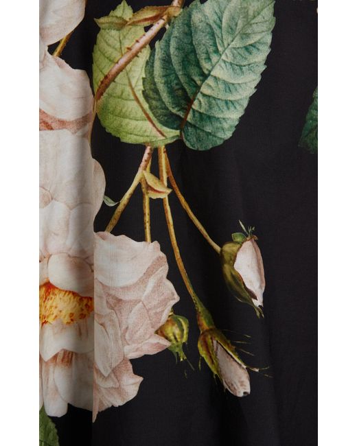 Giambattista Valli Black Floral-printed Cotton Poplin Maxi Skirt
