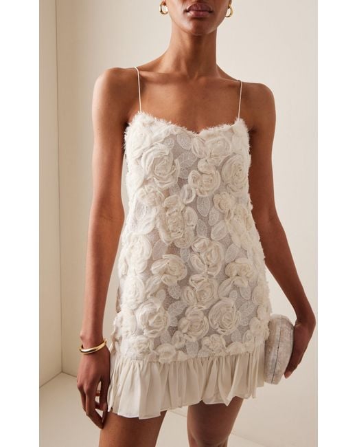 Alexis Blanc Rosette-detailed Georgette Mini Dress in White | Lyst