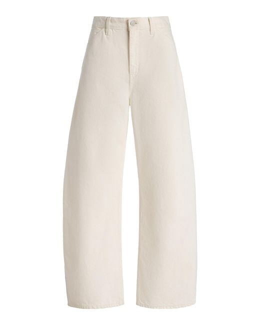 Nili Lotan White Tribeca Stretch Mid-Rise Barrel-Leg Jeans