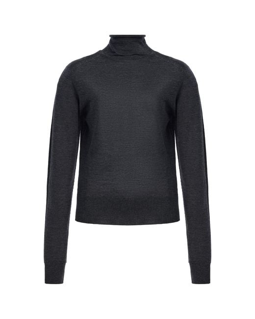 Kallmeyer Blue Idris Turtleneck Silk-Wool Top