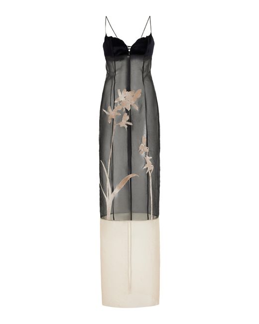 Ludovic de Saint Sernin Multicolor Isabella Appliquéd Organdy Bustier Maxi Dress