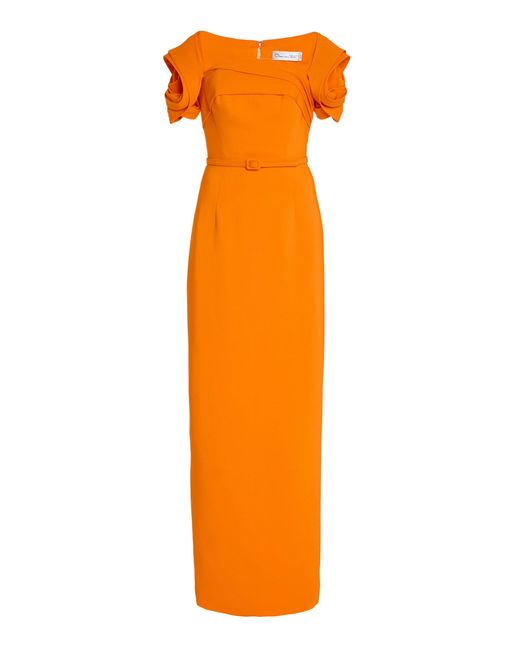 Oscar de la Renta Orange Stretch-cady Column Gown