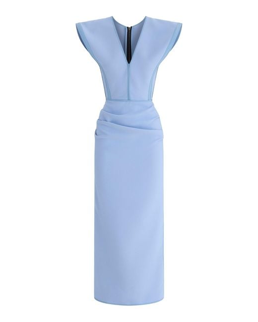 Maticevski Blue Wingtip Crepe Maxi Dress