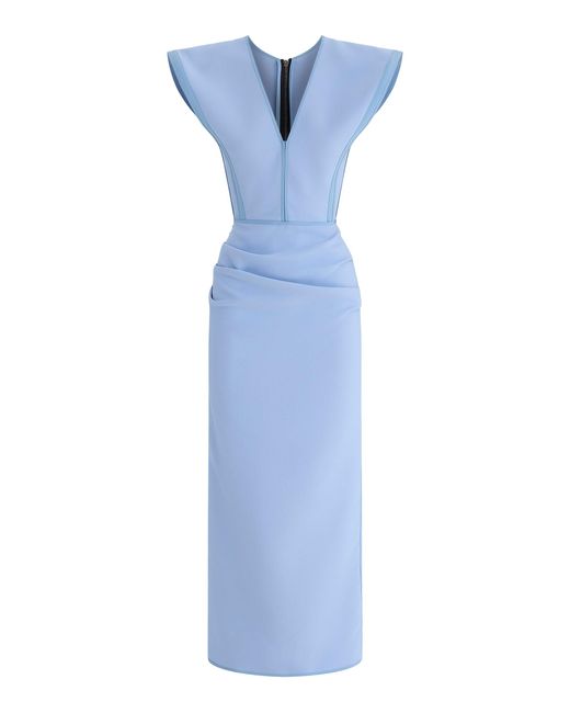 Maticevski Women's Blue Wingtip Crepe Maxi Dress