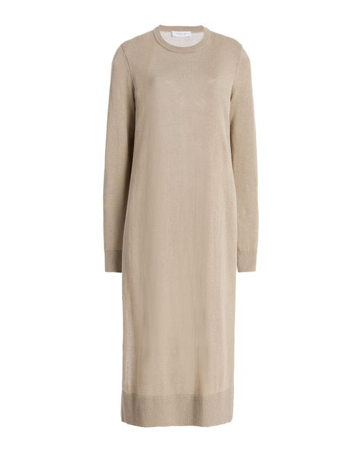 Michael Kors Natural Side Slit Linen-Cotton Tunic Top