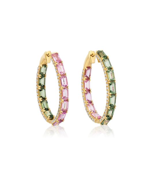 Goshwara Multicolor Sapphire Emerald Cut Oval Hoop Earring