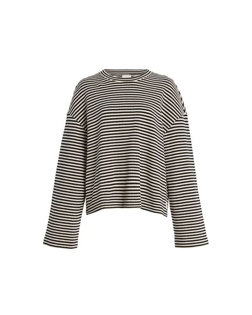 Closed Black Striped Cotton Top