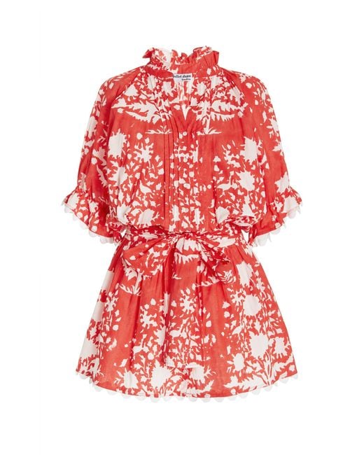Juliet Dunn Red Palladio-print Cotton Mini Dress
