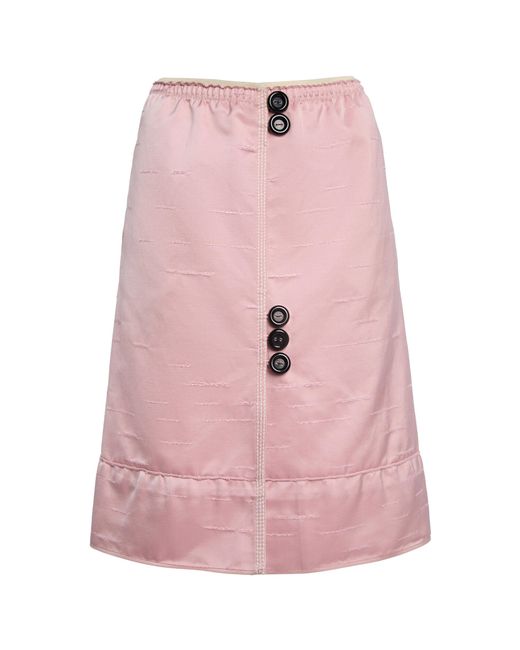 Marni Pink Button-Detailed Cotton-Blend Midi Skirt