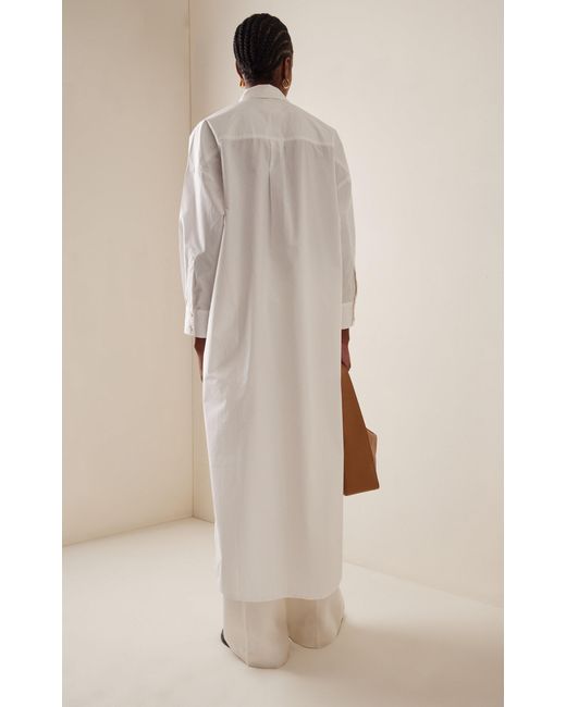 FAVORITE DAUGHTER White Ex Bf Oversized Cotton Maxi Shirt Dress