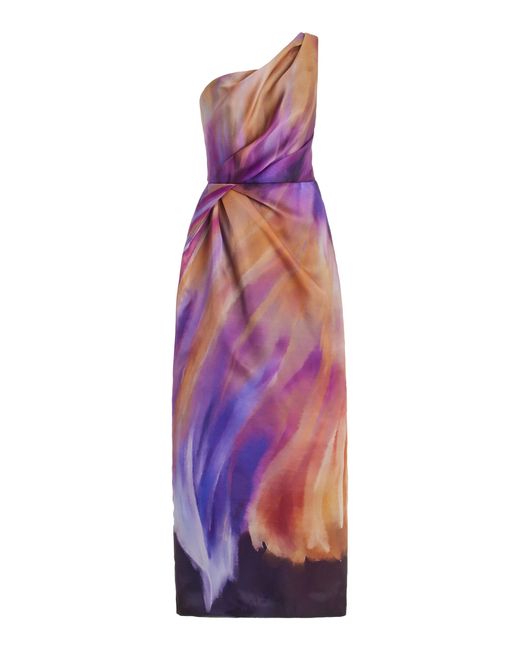 Marchesa Purple Exclusive Twisted Silk Maxi Dress