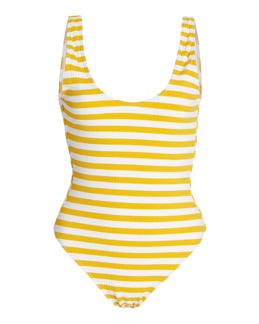 Faithfull The Brand Yellow Solene Striped One-piece Swimsuit