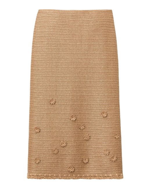 Lafayette 148 New York Natural Embellished Straight Midi Skirt