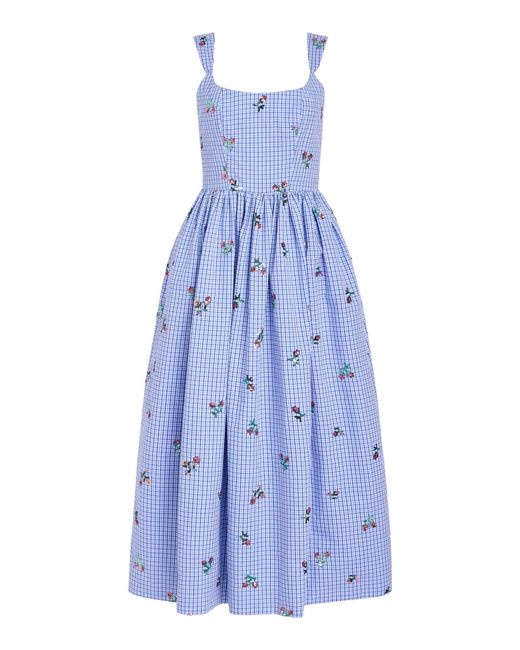 Markarian Blue Nara Sequined Cotton Midi Dress