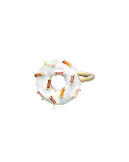 Aliita Metallic Donut Ice Glazed 9K Enamel Sprinkles Ring