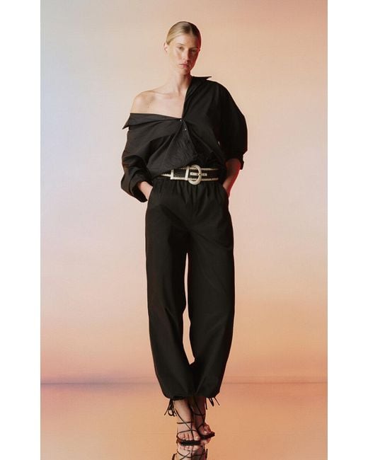 ANDRES OTALORA Black Malaika Mid-Rise Stretch-Cotton Straight-Leg Pants