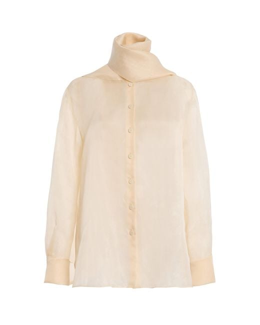 Another Tomorrow Natural Silk-Organza Blouse