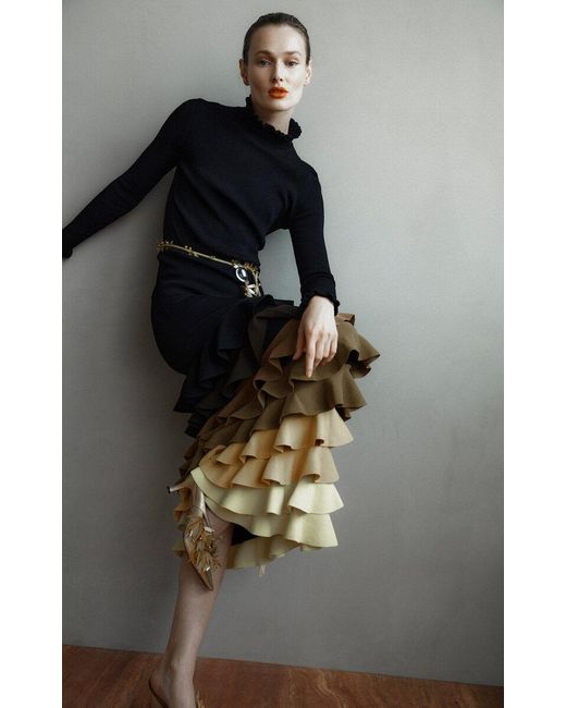 Ruffle turtleneck top cheap