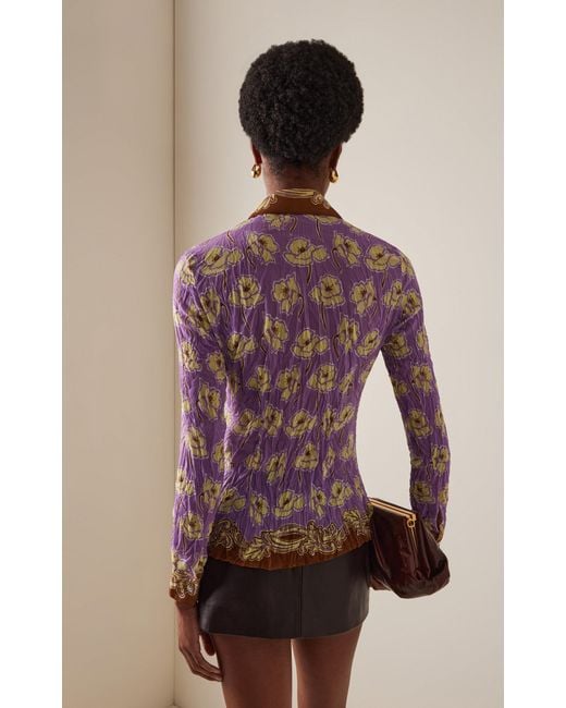 Versace Brown Foulard Printed Silk Crepon Shirt