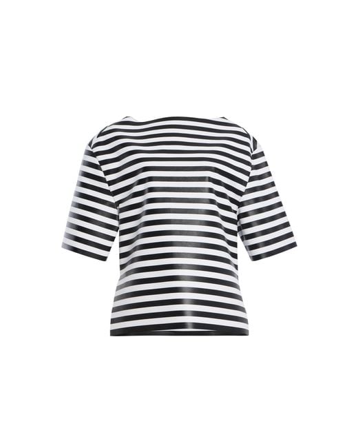 Michael Kors Black Striped Leather Top