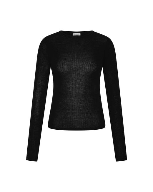 St. Agni Black Superfine Long Sleeve Merino Wool Top