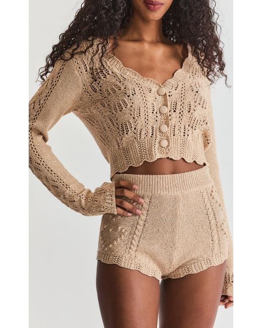 LoveShackFancy Brown Vesta Knit High-Waist Shorts
