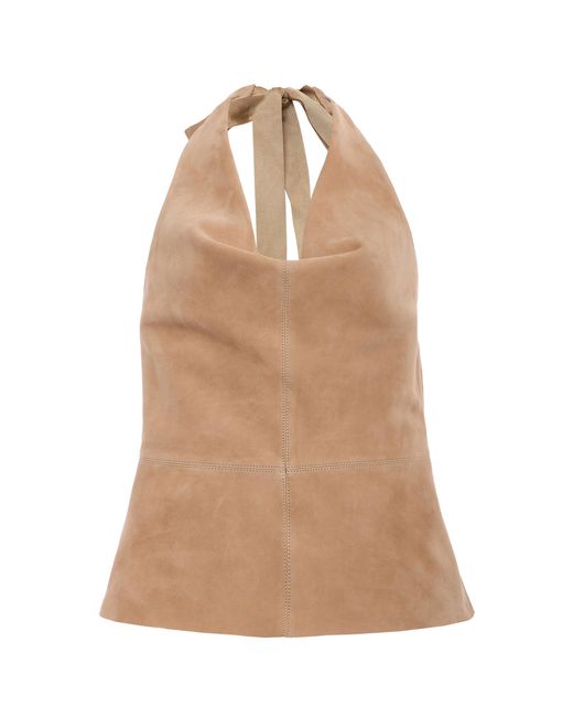 Jonathan Simkhai Natural Griffin Suede Halter Top