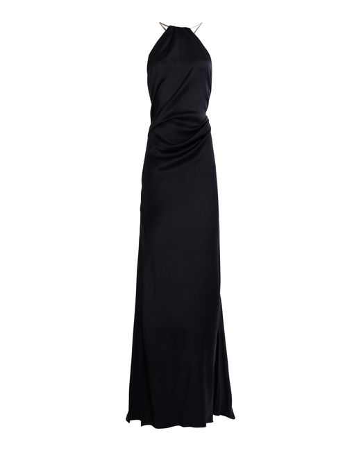 Victoria Beckham Blue Chain-Detailed Satin Gown
